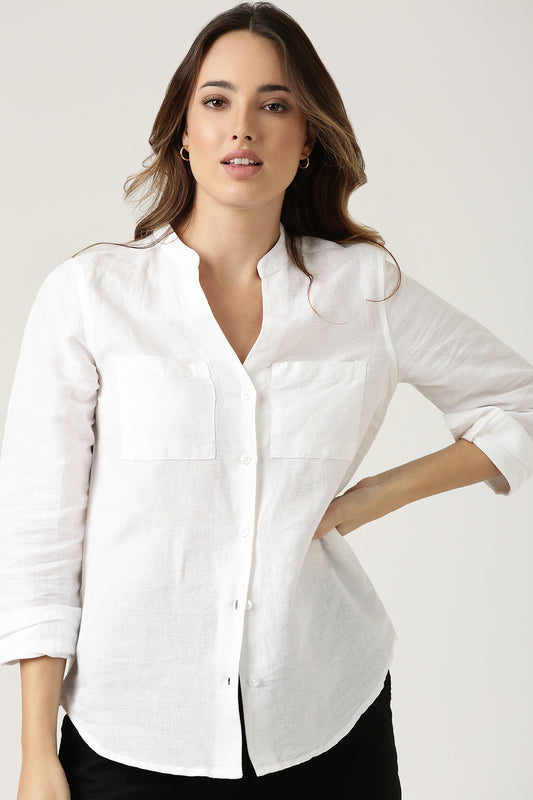 White Linen Casual Shirt