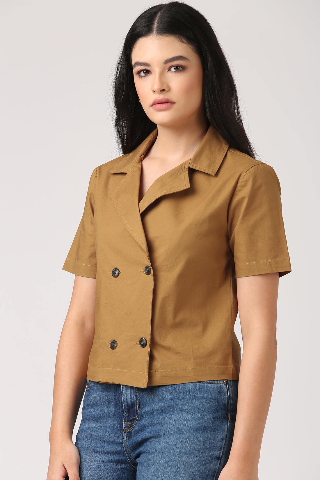 Ochre Blazer Top