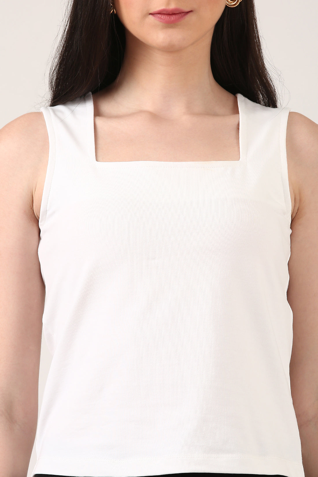 White Luxe Square Neck Top