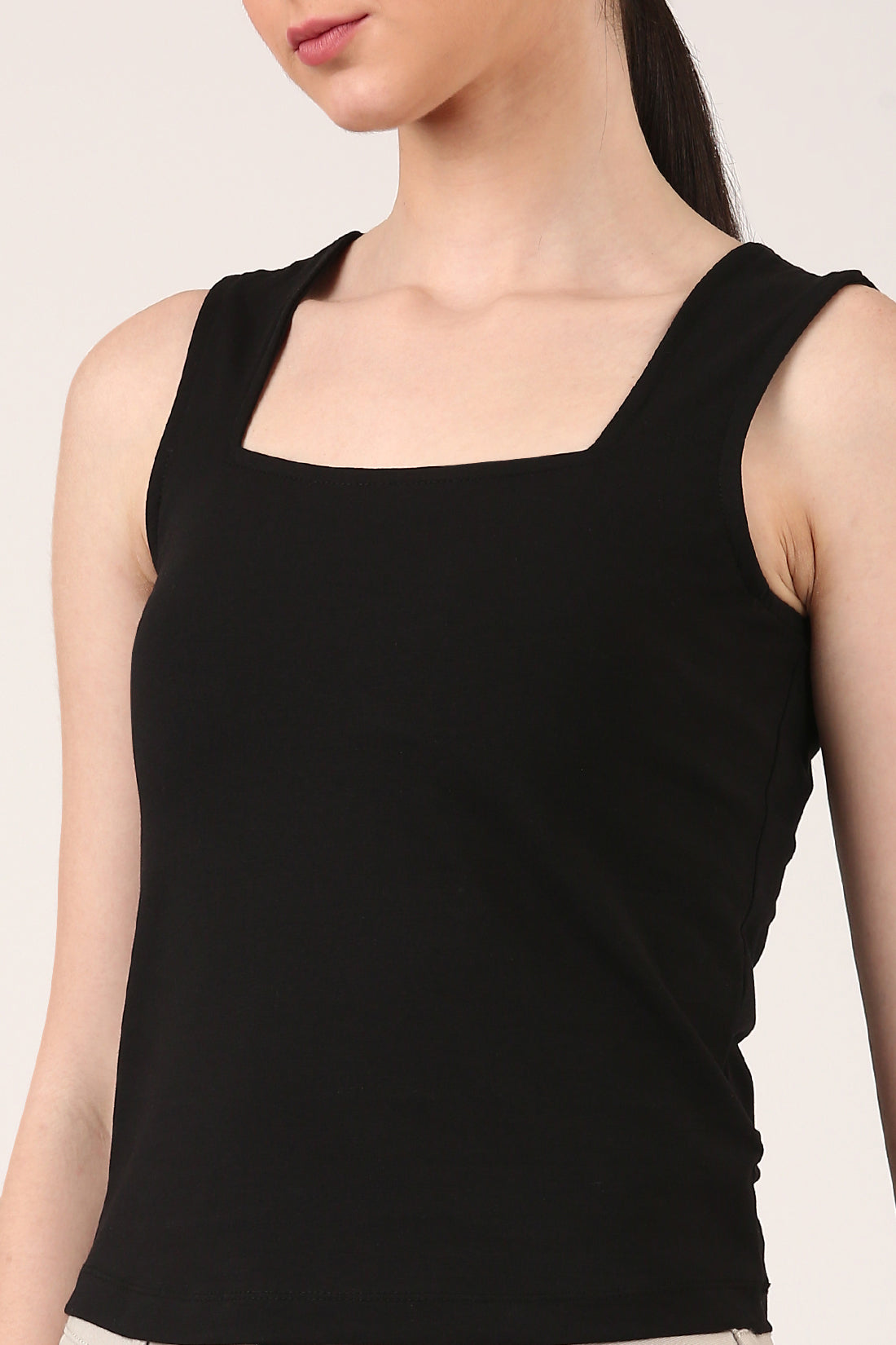 Black Luxe Square Neck Top
