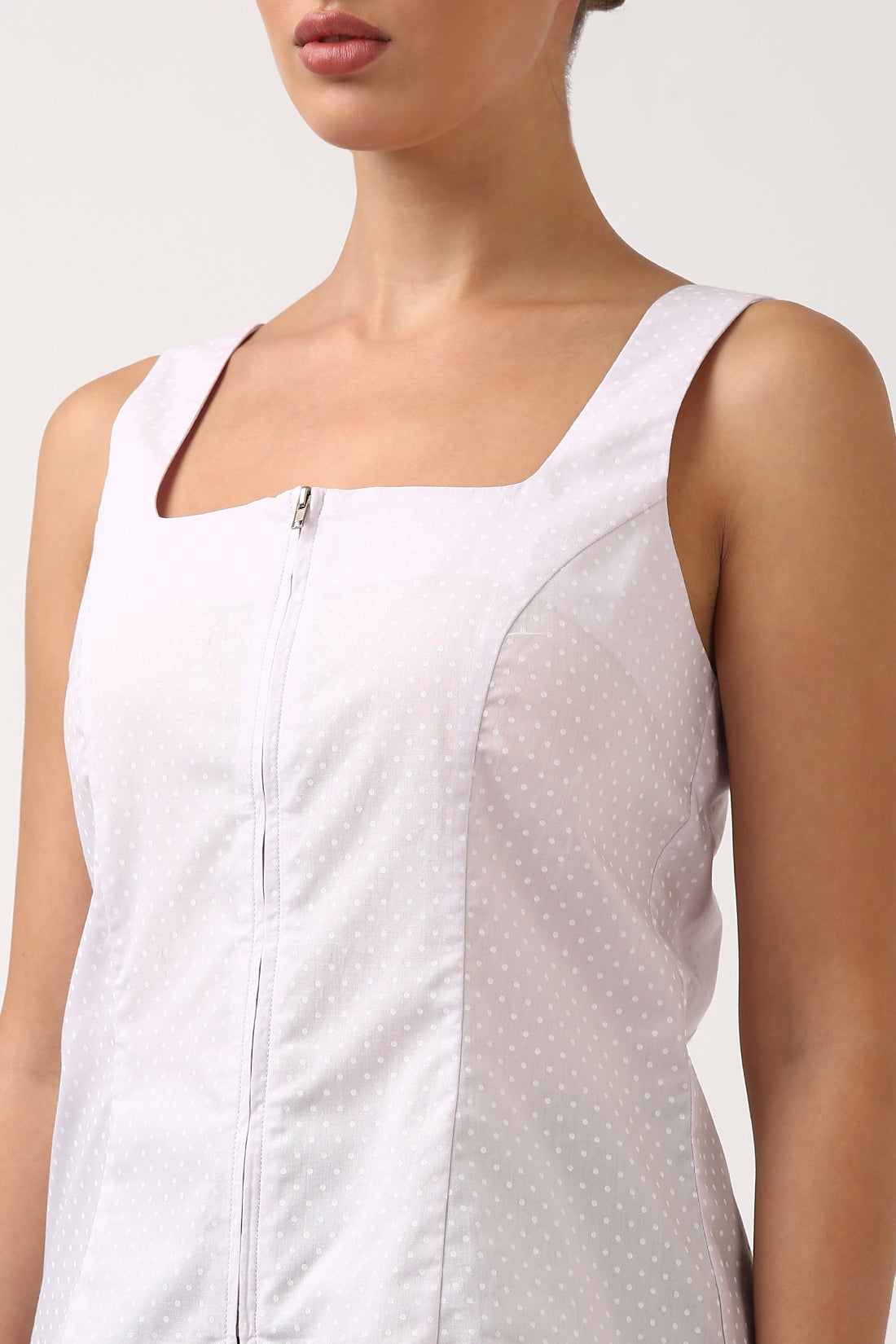 Lavender Square Neck Polka Top