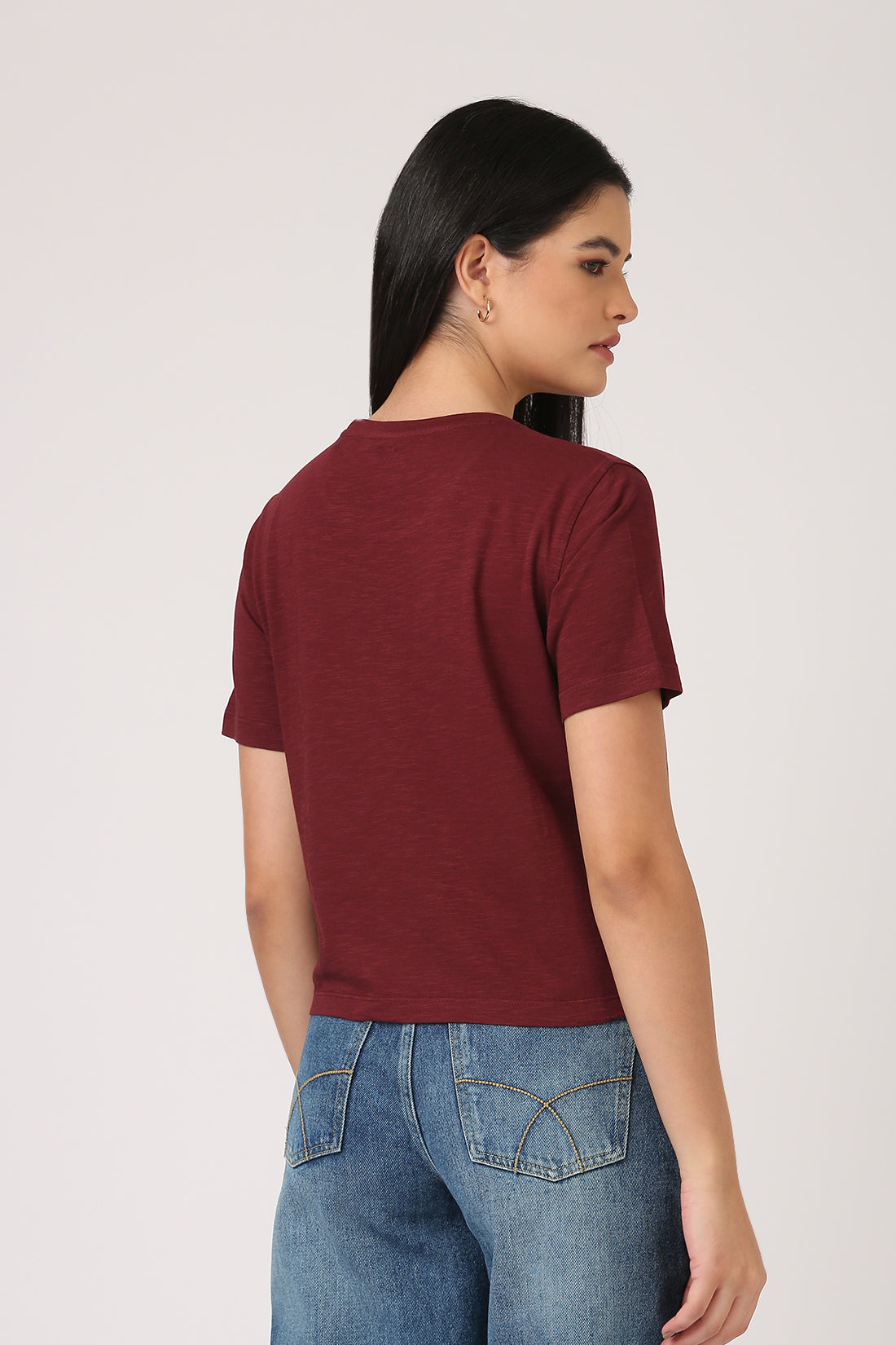 Melange Burgundy Crop T-shirt