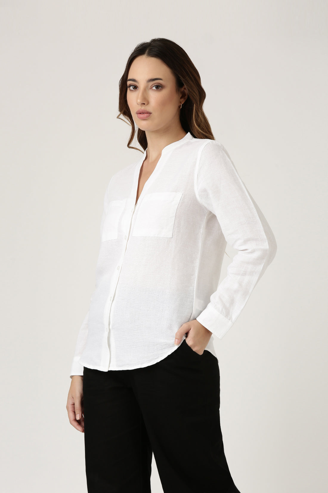 White Linen Casual Shirt