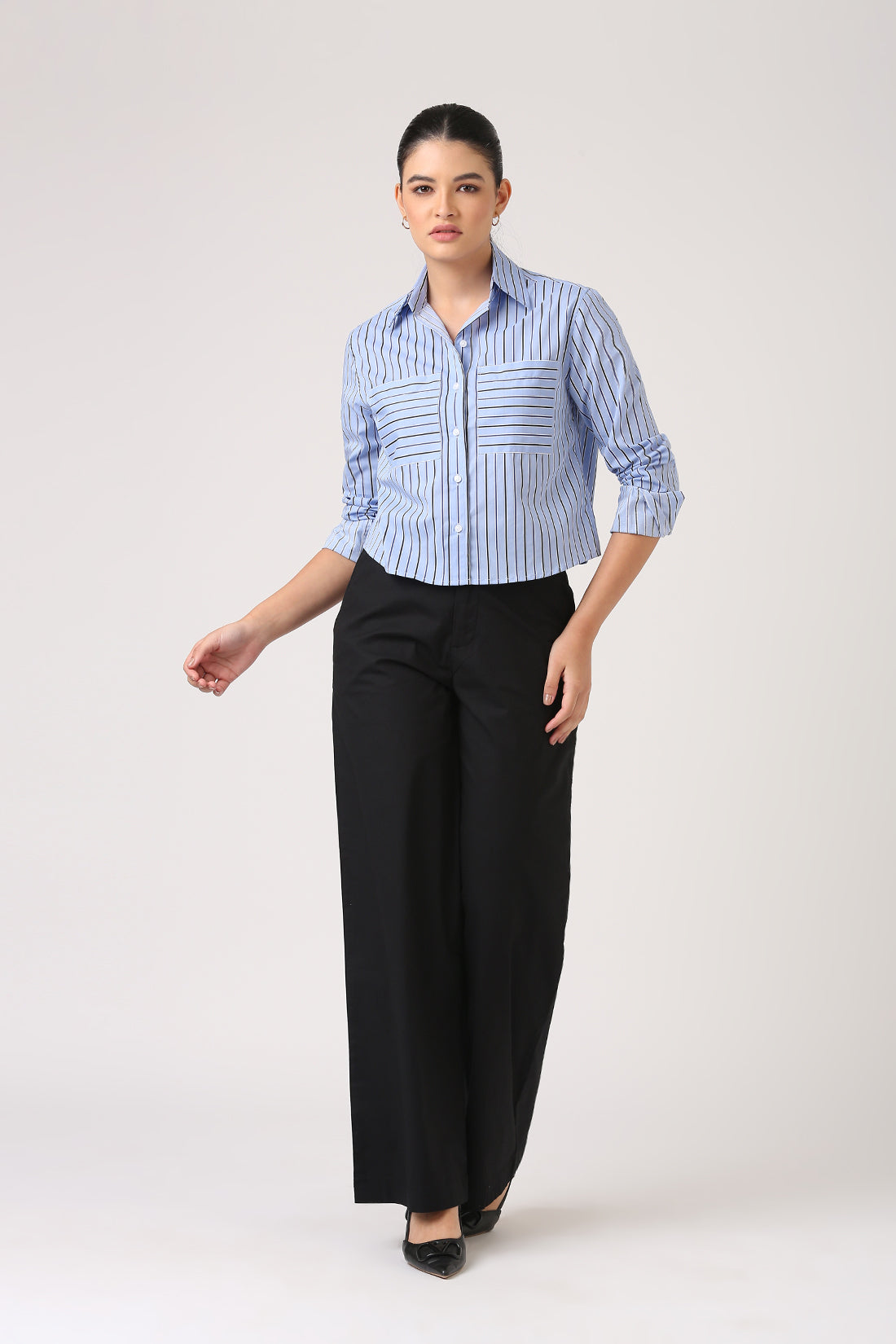 Striped Cotton Shirt with Patch Pockets