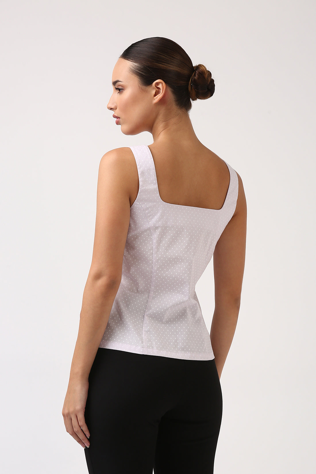 Lavender Square Neck Polka Top
