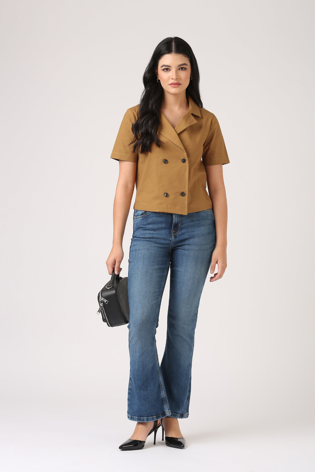 Ochre Blazer Top