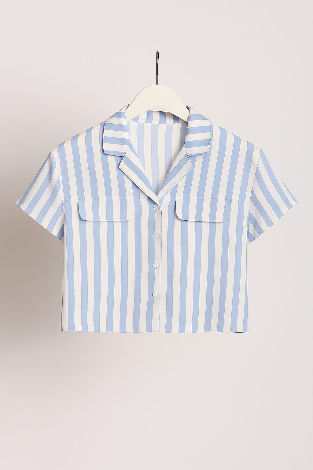 Blue Breeze Crop Shirt – Women’s Lightweight Striped Modal Shirt