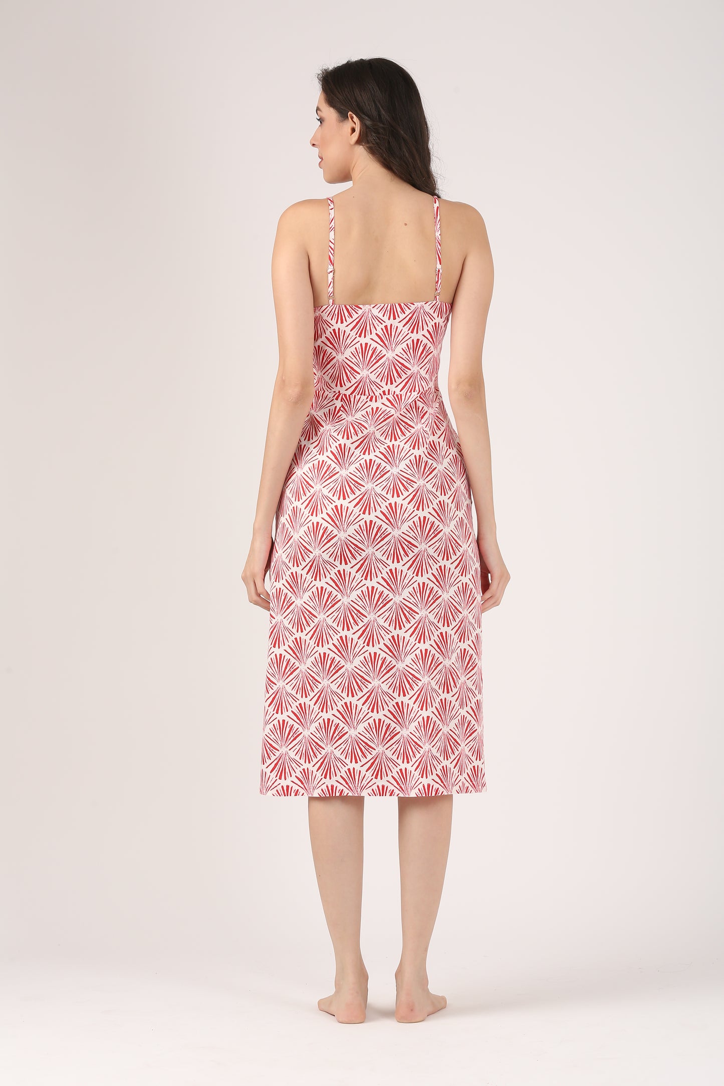 Red Strappy Summer Dress with Slit