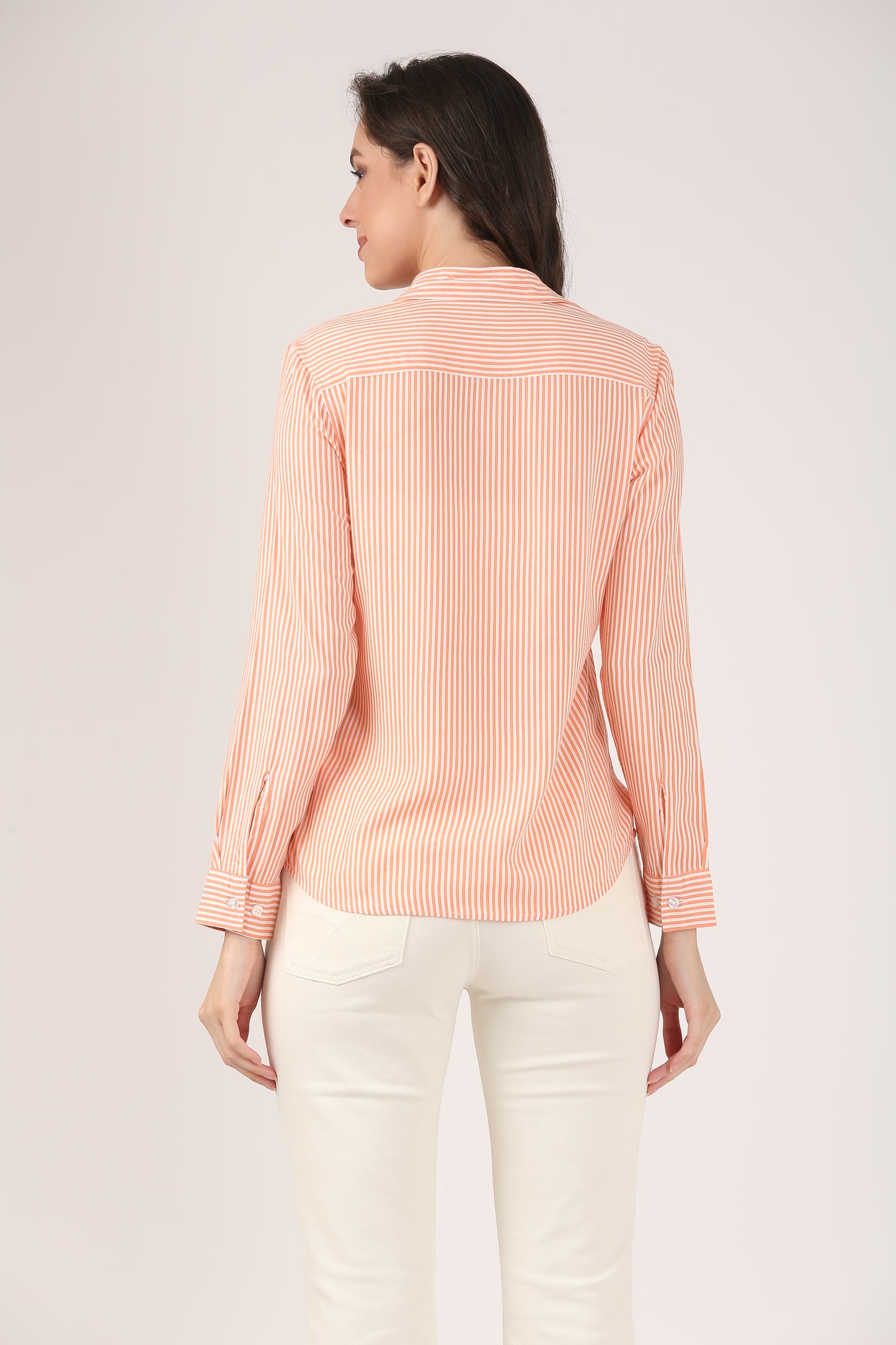 Classic Orange & White Striped Shirt