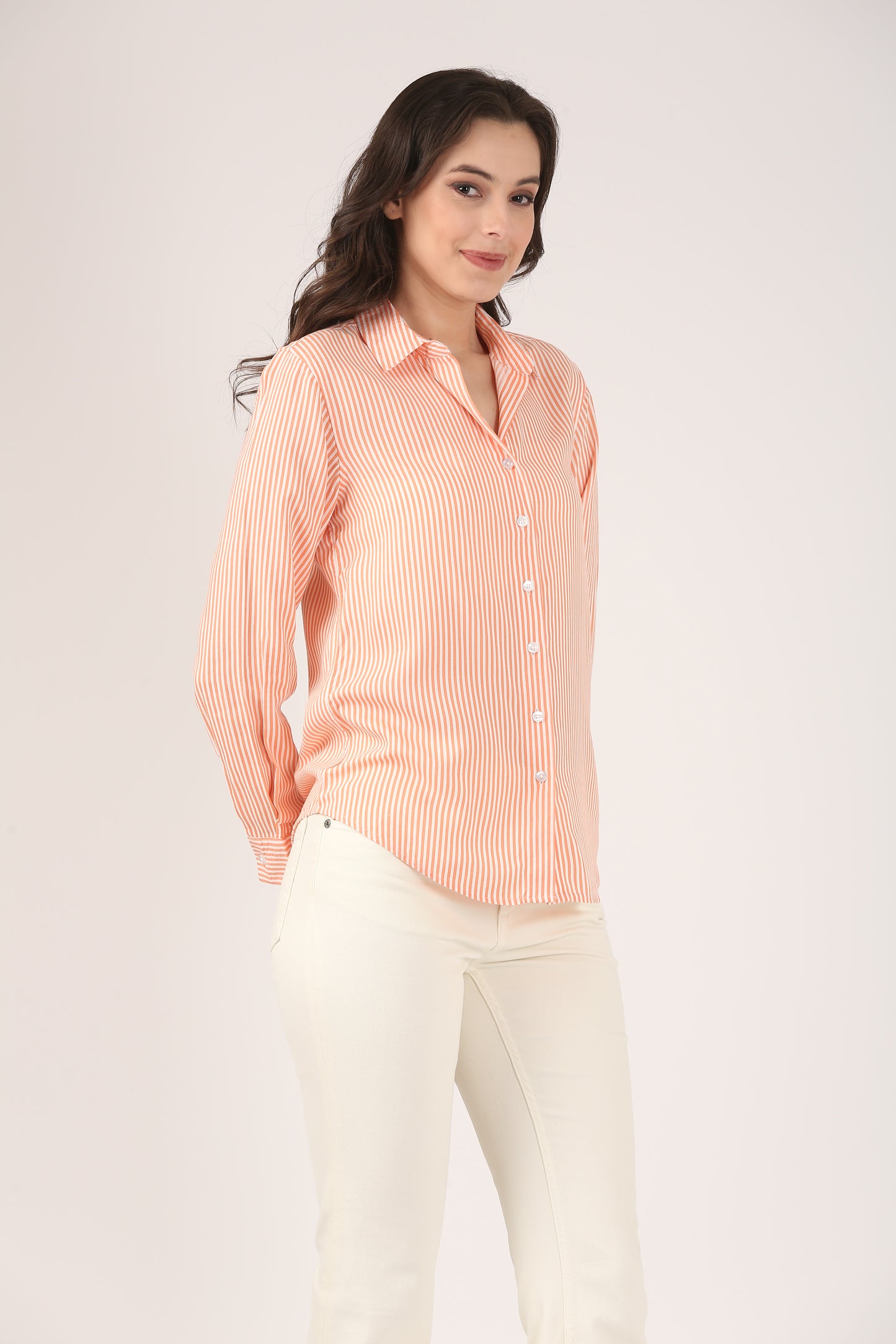 Classic Orange & White Striped Shirt