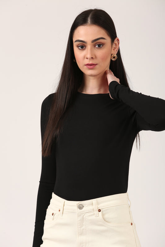 Black Luxe Long Sleeve Top