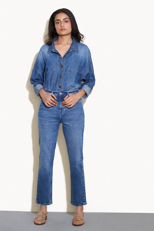 Mid Blue Straight Denim