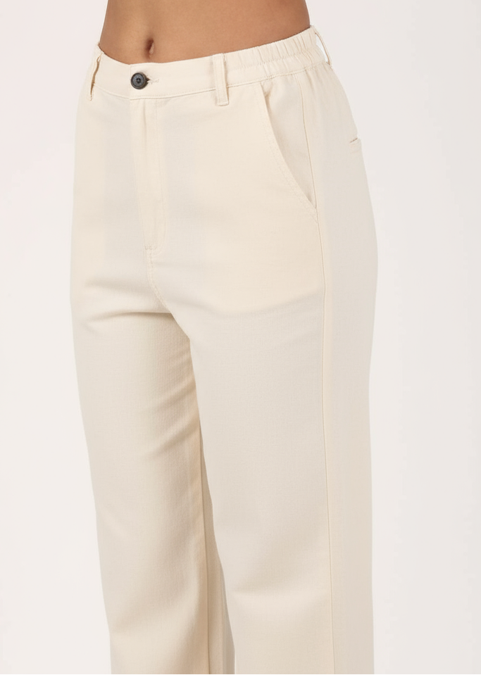 Ivory linen wide leg pant