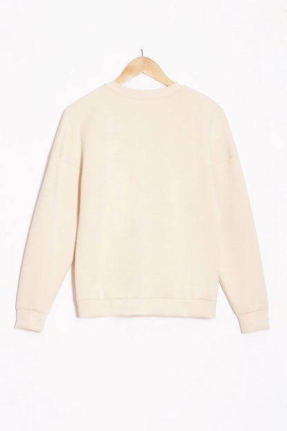 Beige Round Neck Sweatshirt