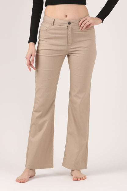 Taupe SoftForm Flare Stretch Cotton Pant