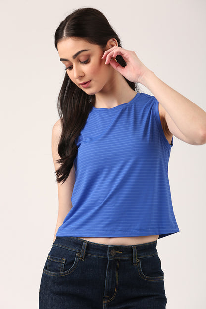 Blue Sleeveless Tank Top For Women
