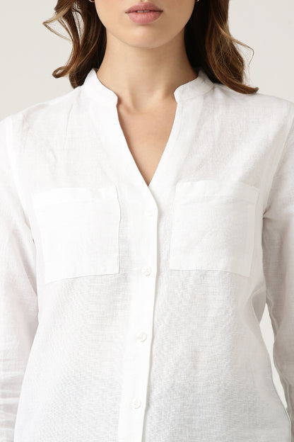 White Linen Casual Shirt