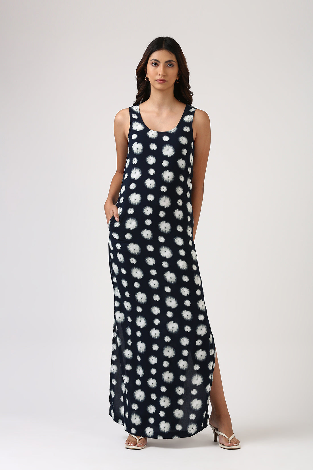 Navy Printed Maxi Dress