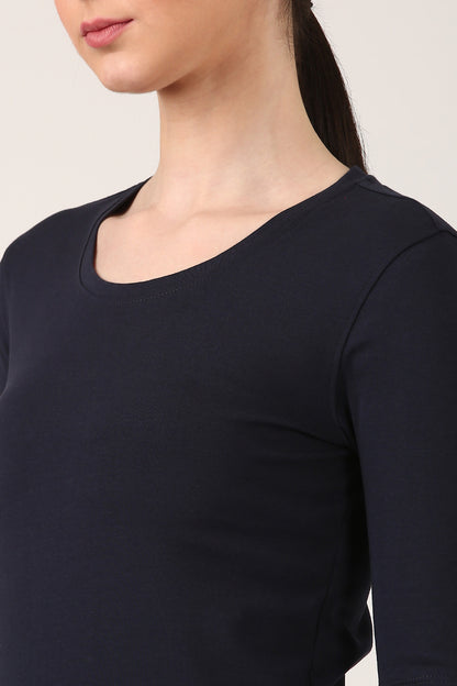 Navy Luxe 3/4 Sleeve Top