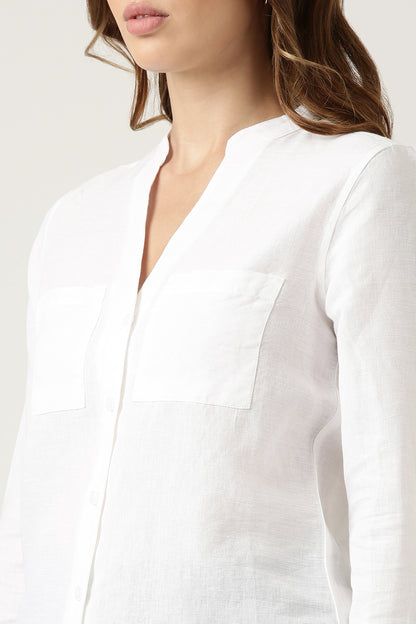 White Linen Casual Shirt