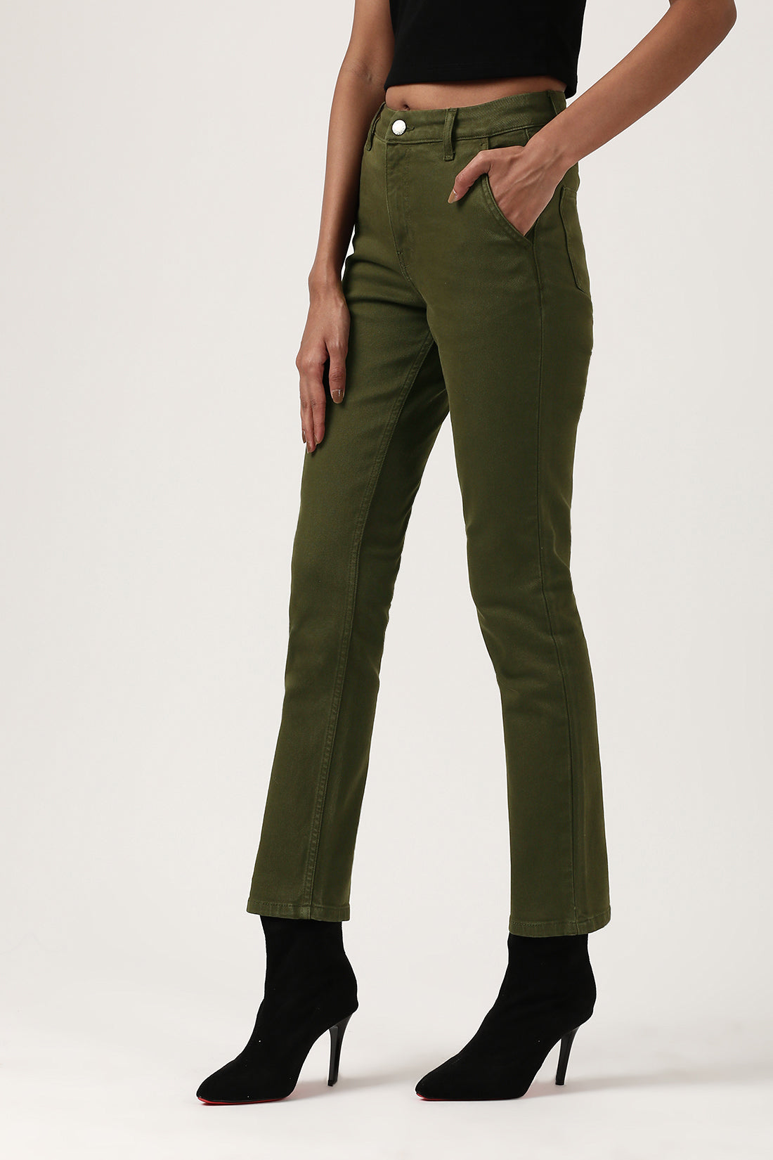 Olive Green Slim Fit Jeans