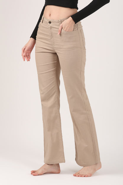 Taupe SoftForm Flare Stretch Cotton Pant