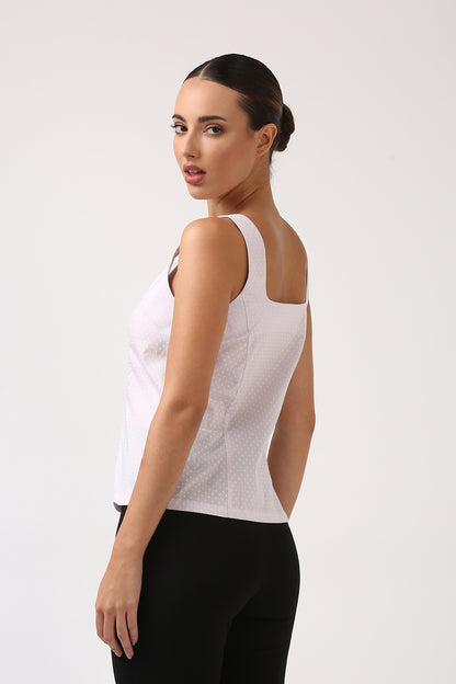 Lavender Square Neck Polka Top