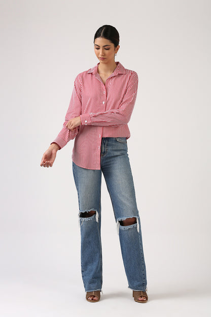Classic Red & White Striped Shirt