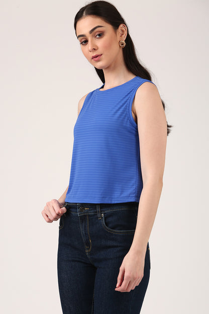 Blue Sleeveless Tank Top For Women