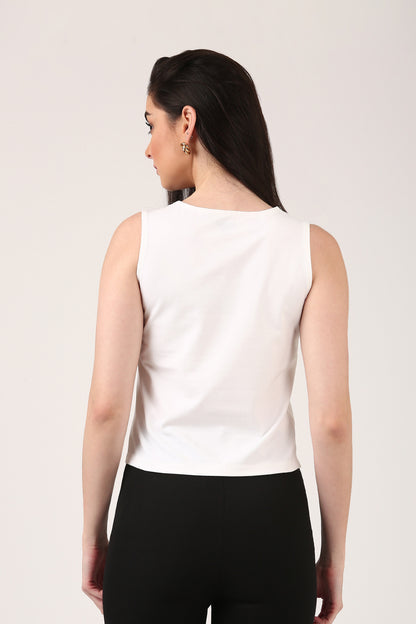 White Luxe Square Neck Top