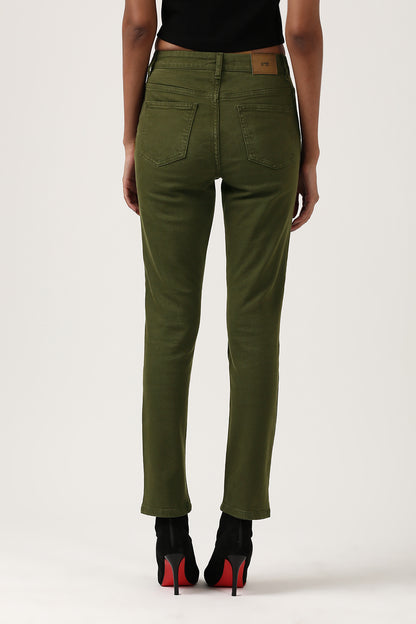 Olive Green Slim Fit Jeans
