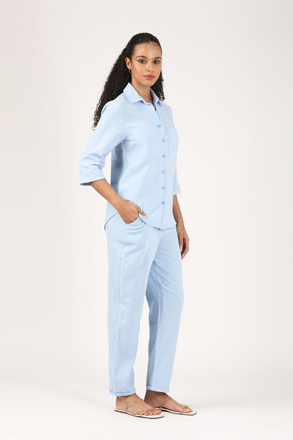Cloud Blue Soft Linen Pant