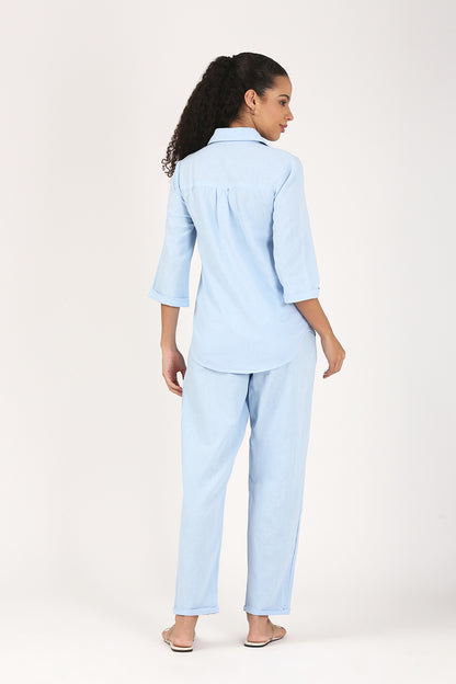 Cloud Blue Soft Linen Pant