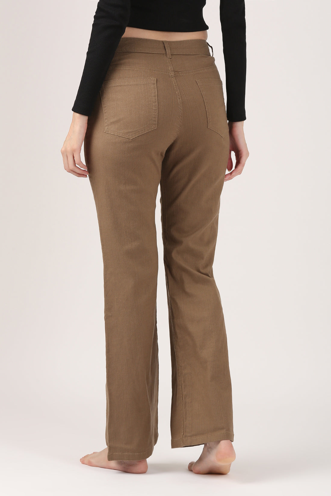Khaki Soft Form Flare Stretch Cotton Pant