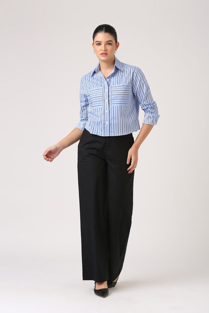 Striped Cotton Shirt with Patch Pockets