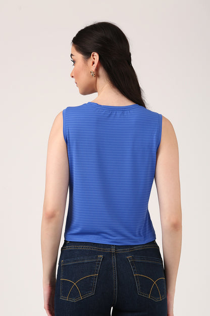 Blue Sleeveless Tank Top For Women