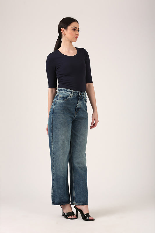 Navy Luxe 3/4 Sleeve Top