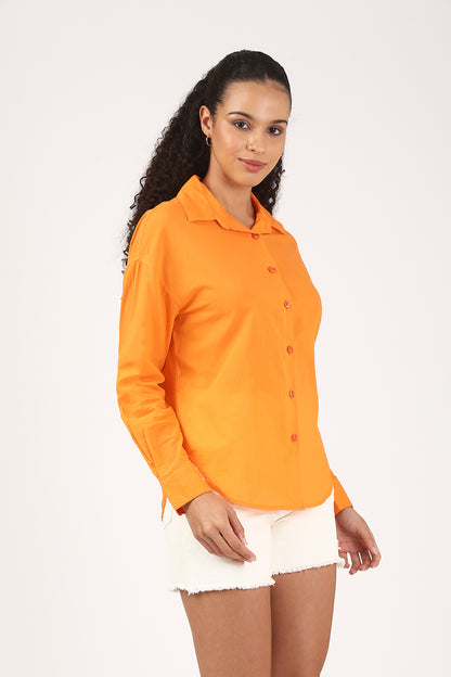 Orange Solaire Cotton Shirt