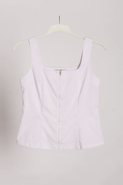 Lavender Square Neck Polka Top