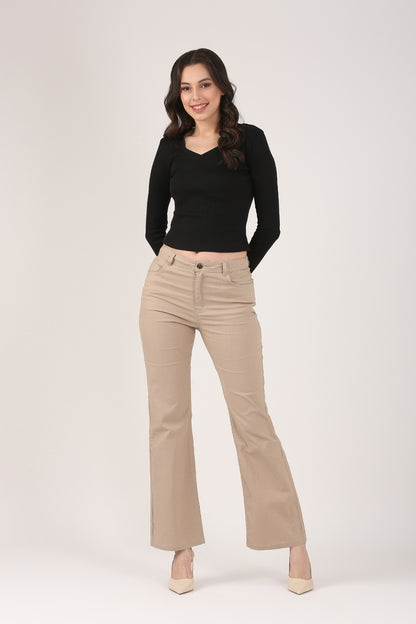 Taupe SoftForm Flare Stretch Cotton Pant