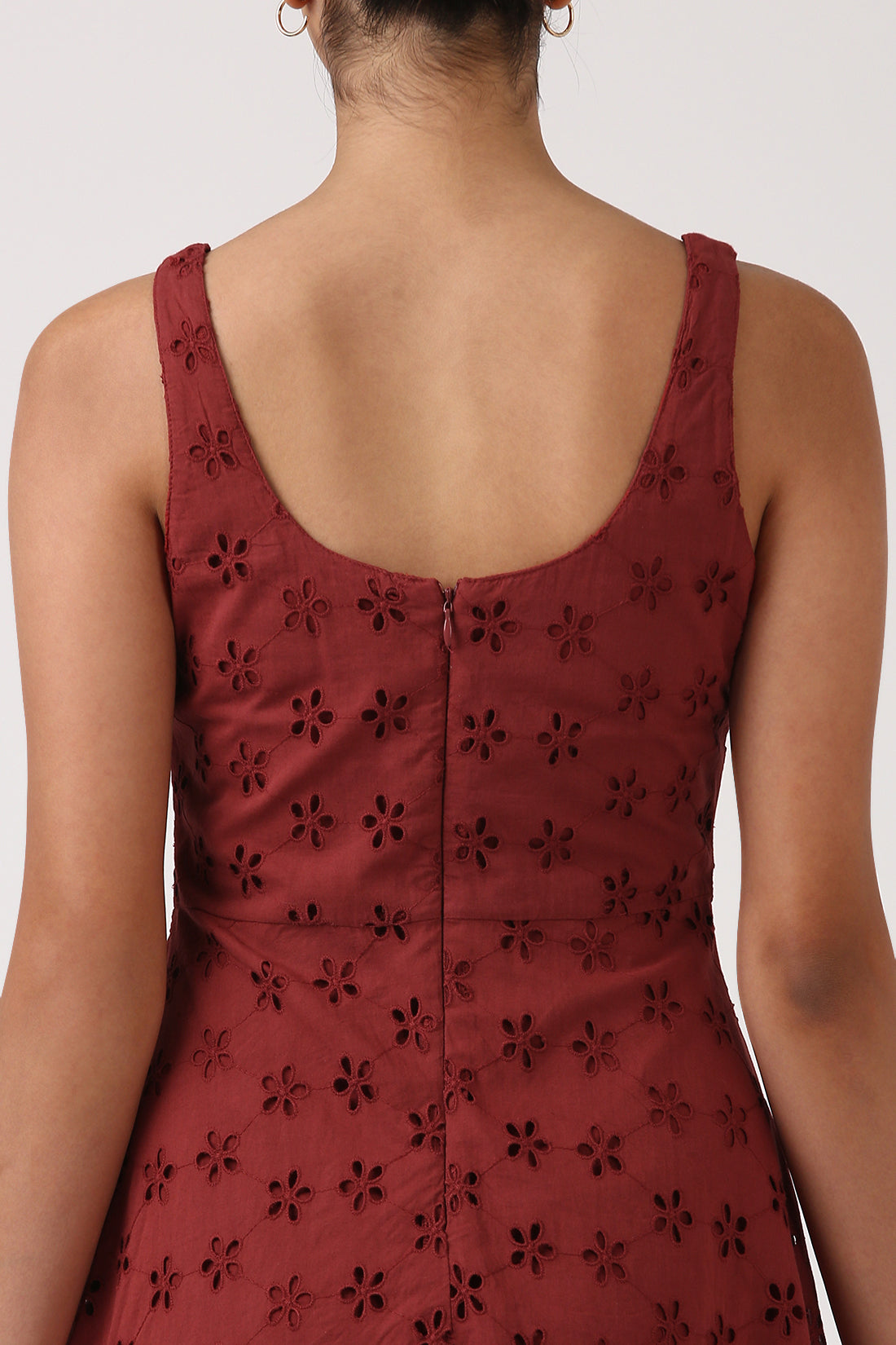 Rust Fit & Flare Midi Dress