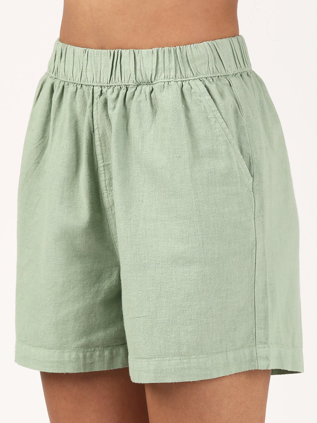 Sage Green Relaxed Linen Shorts