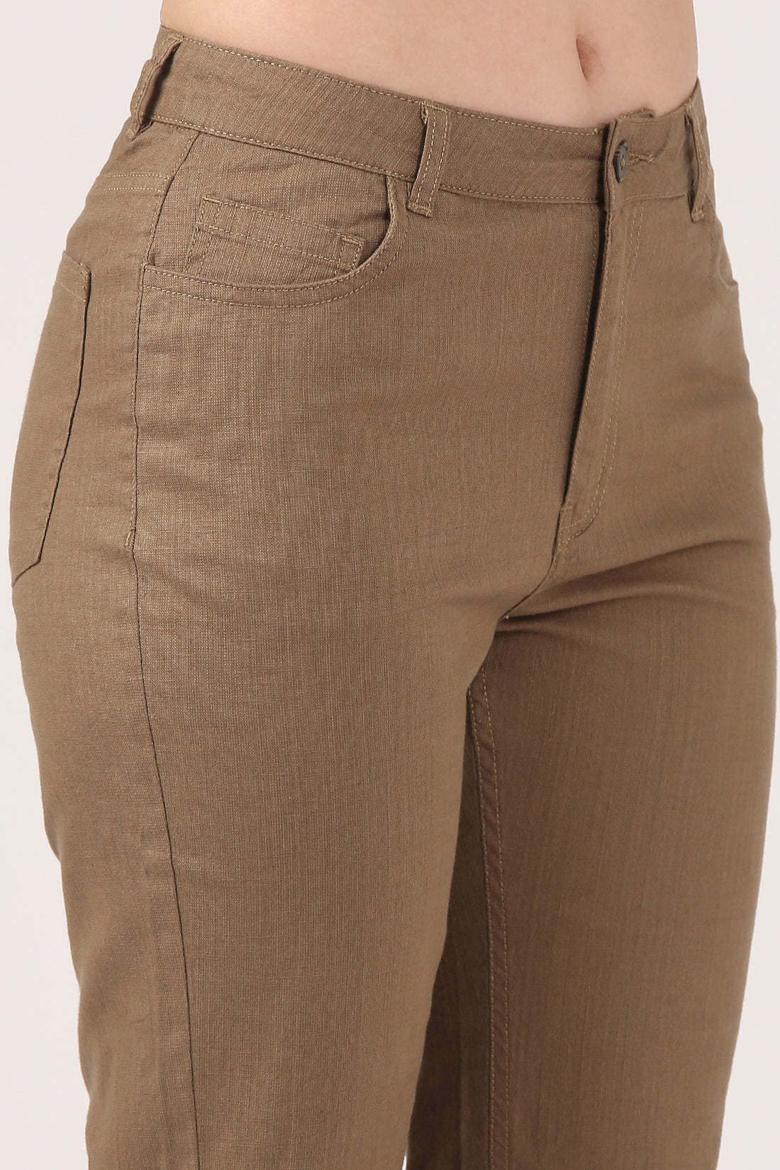 Khaki Soft Form Flare Stretch Cotton Pant