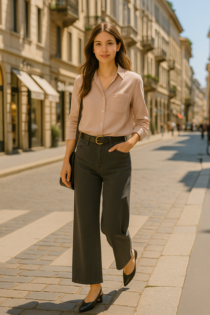 Linen Lapel Shirt - Dusty Pink