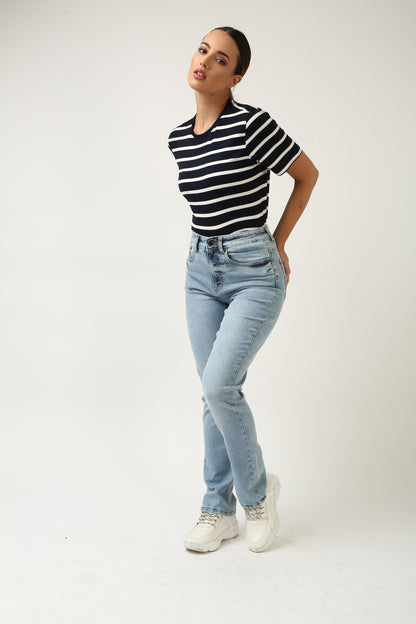 Ice Blue Straight Fit Super Stretch Comfort Jeans