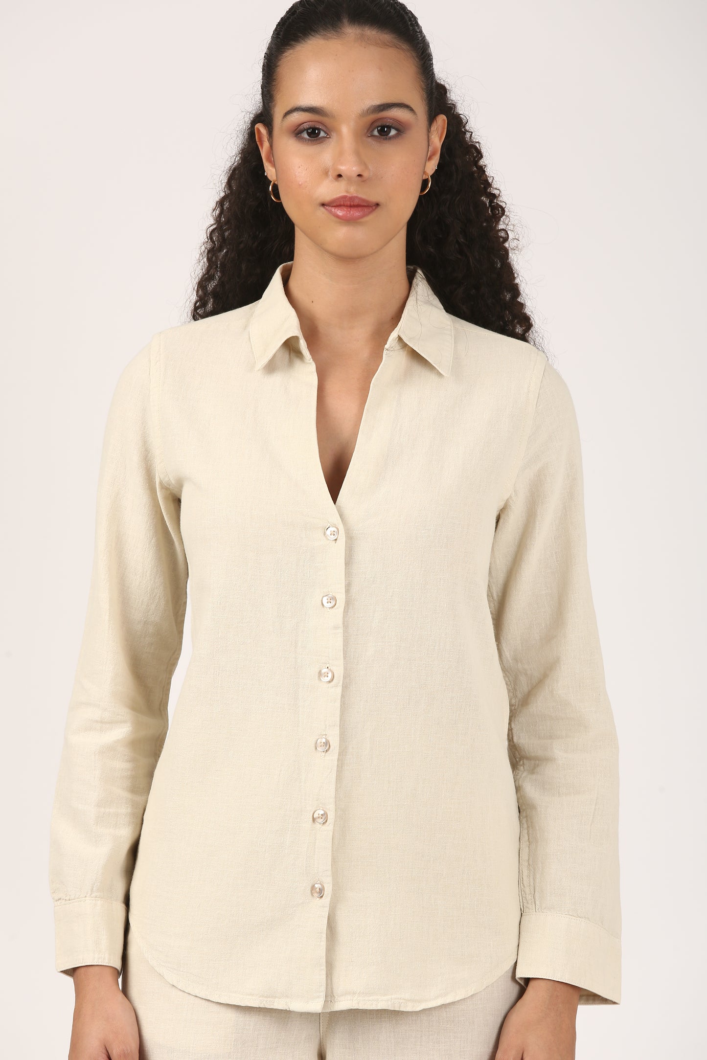 Linen Classic Fit Shirt - Beige