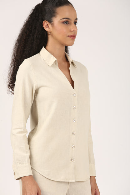 Linen Classic Fit Shirt - Beige