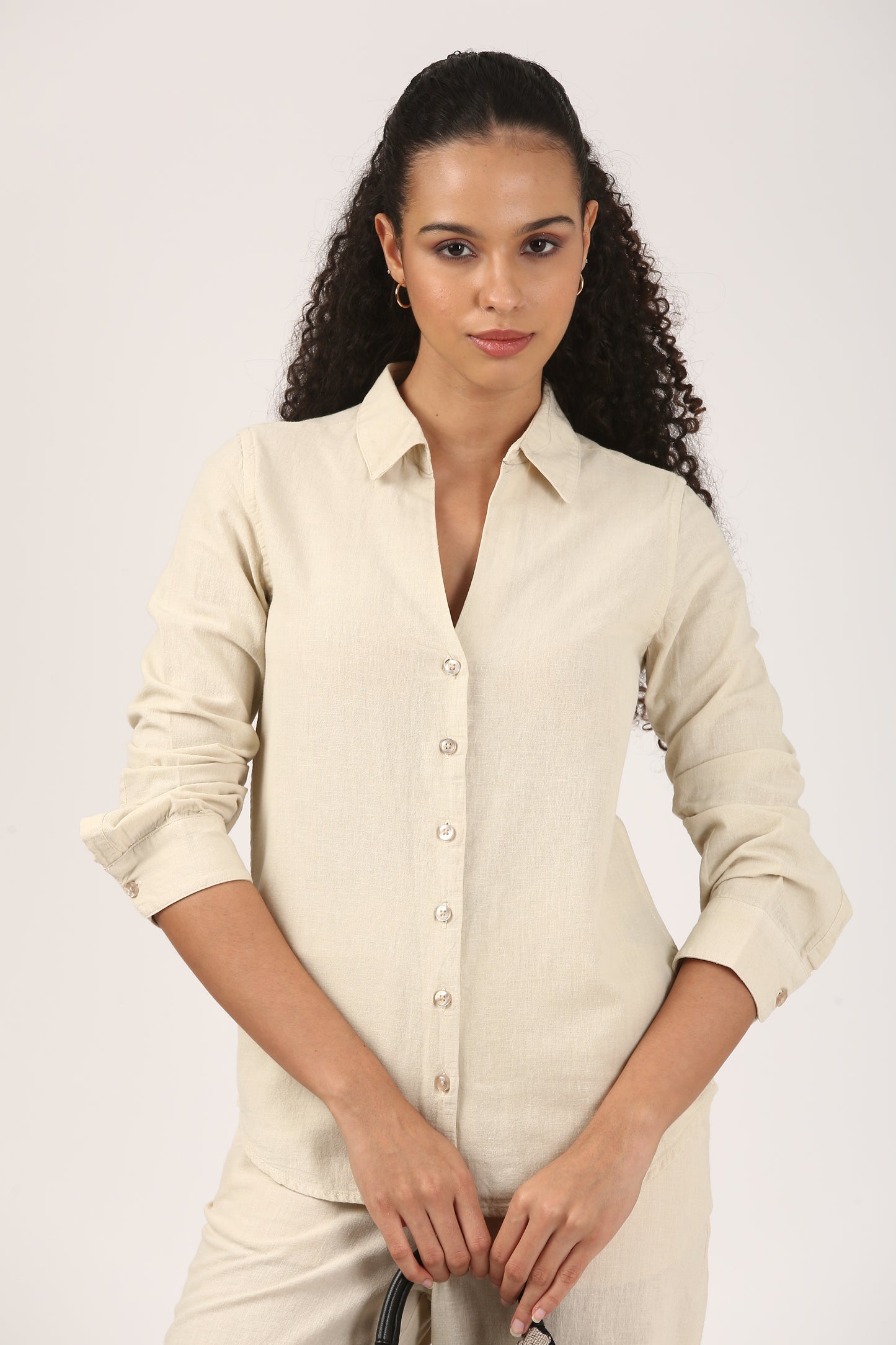 Linen Classic Fit Shirt - Beige