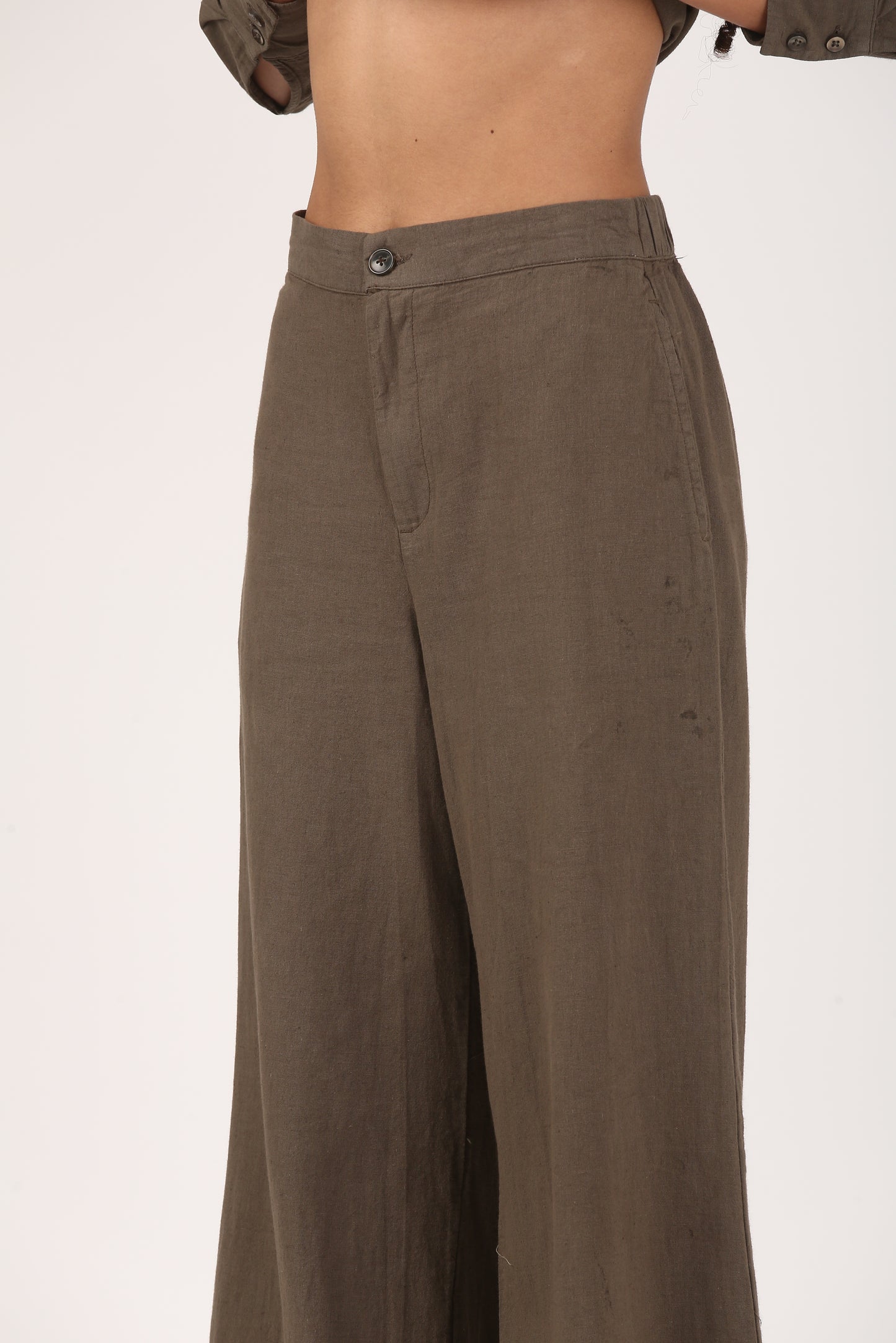 Linen Flare Pant - Olive