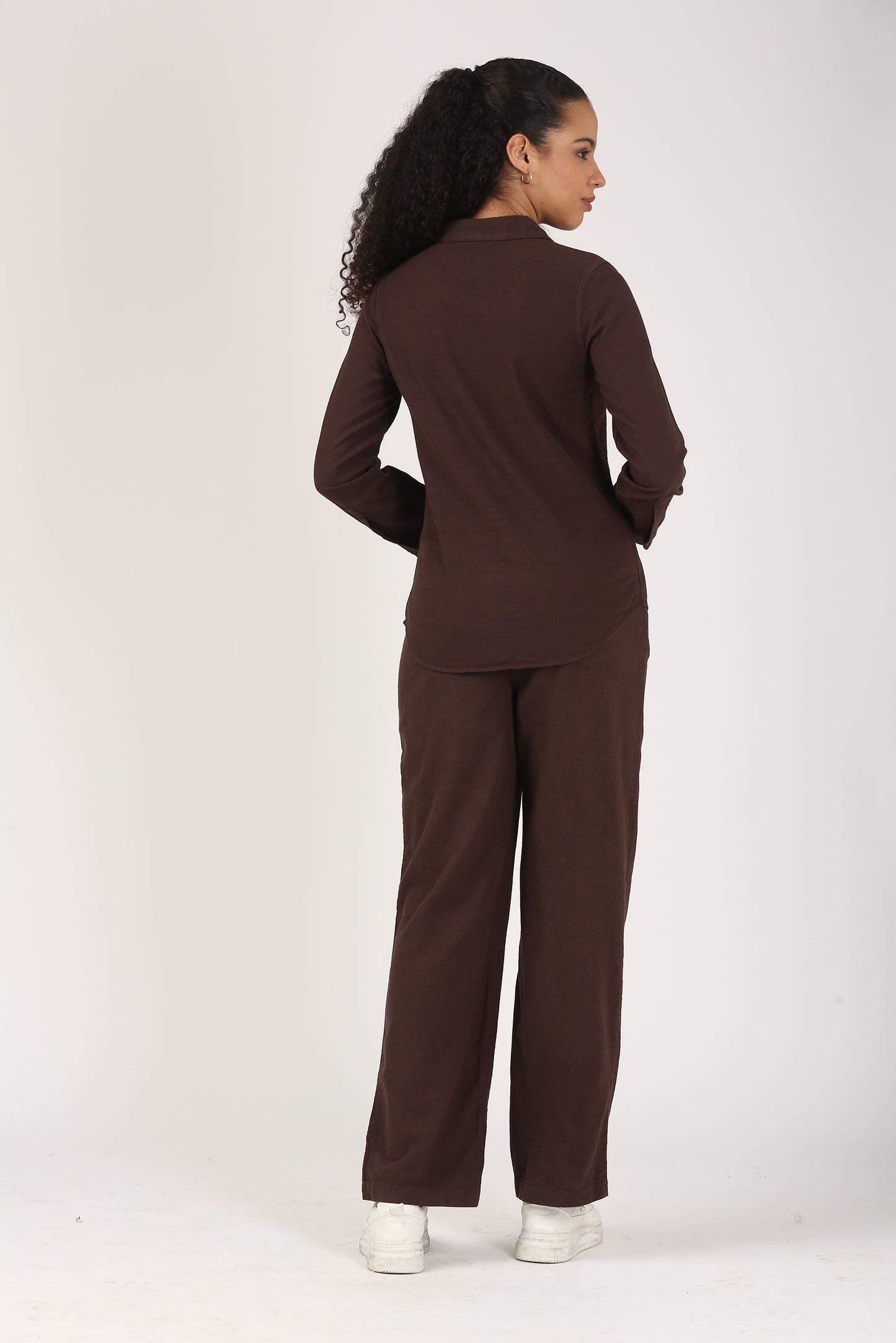 Linen Wide Leg Pants - Chocolate Brown